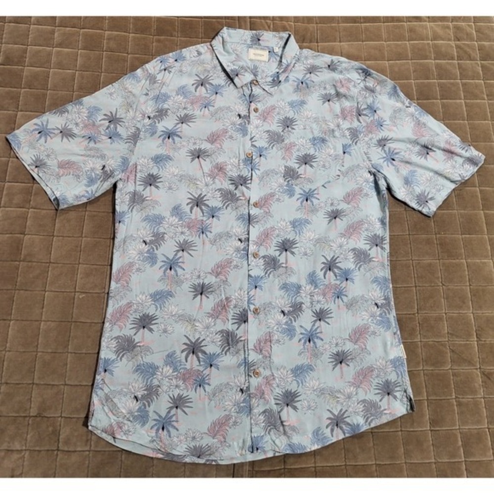 7 Diamonds Shirt Mens 2XL Palm Trees 4 Way Stretch Golf Polo Performance Wicking